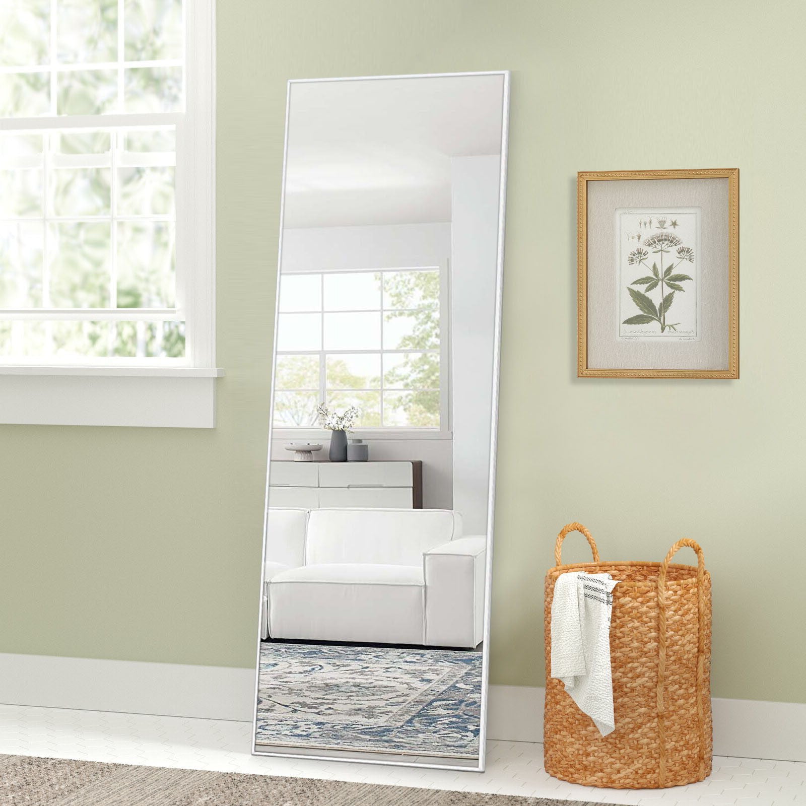 Freestanding Full-Length Floor Mirror - Silver