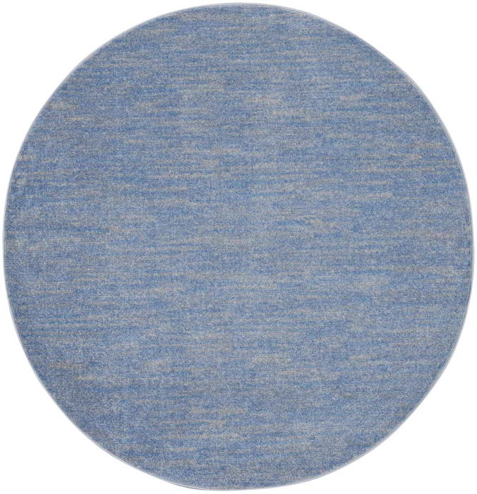 6' X 6' Round Striped Non Skid Indoor / Outdoor Area Rug - Blue / Gray