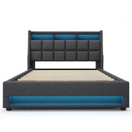 Upholstered Platform Bed With A Hydraulic Storage System, LED And USB Charging (Without Mattress)