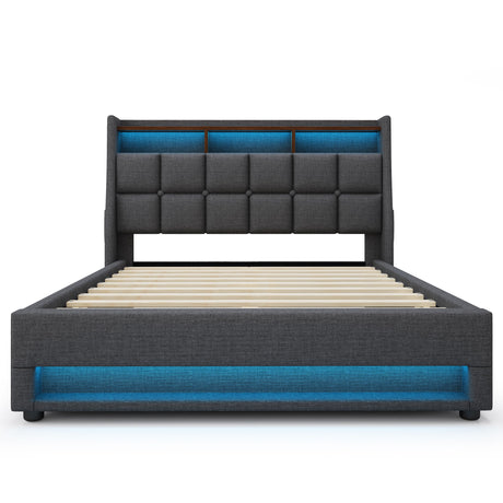 Upholstered Platform Bed With A Hydraulic Storage System, LED And USB Charging (Without Mattress) - view 3