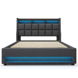 Platform Bed With Hydraulic Storage, LED Lighting & Charging Station