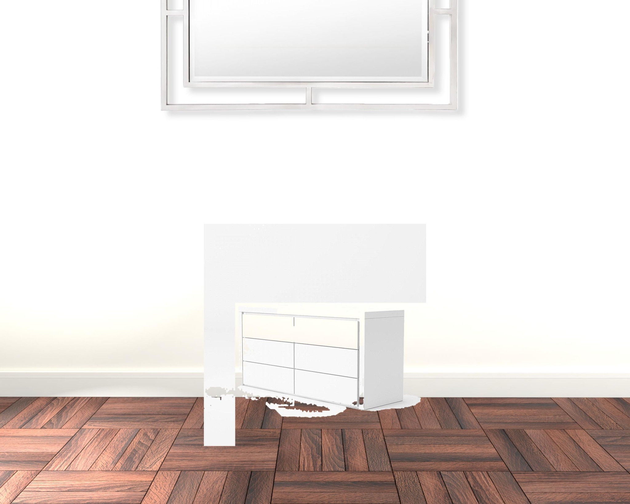 Six Drawer, Wood Double Dresser - White