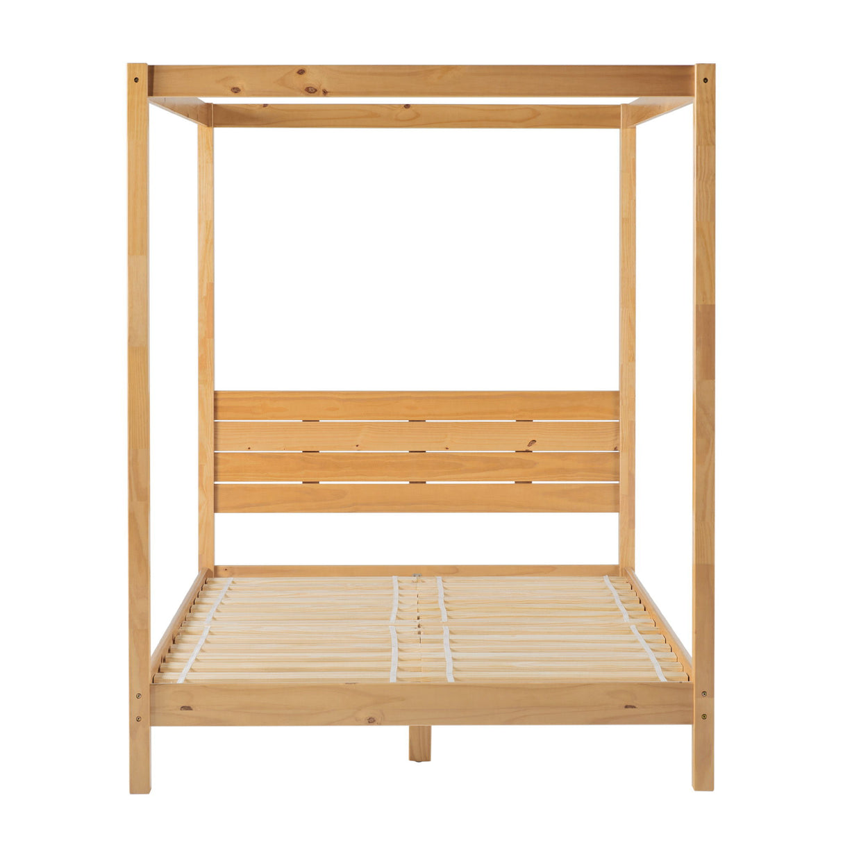 Queen Canopy Bed Frame Modern Minimalist Boho - Natural Pine by Walker Edison | Bel Furniture