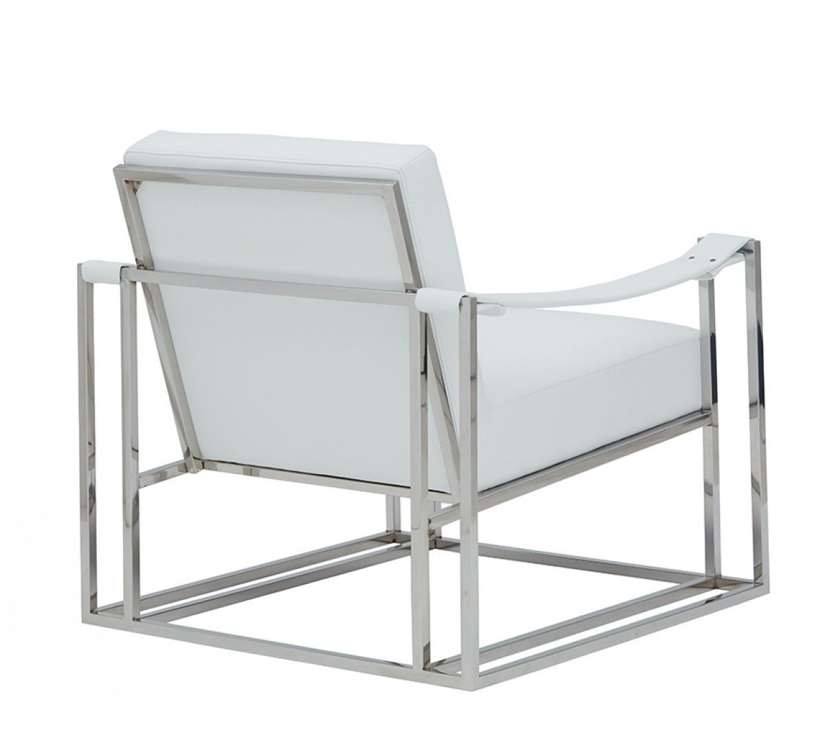 Stylish Leatherette And Steel Chair - White