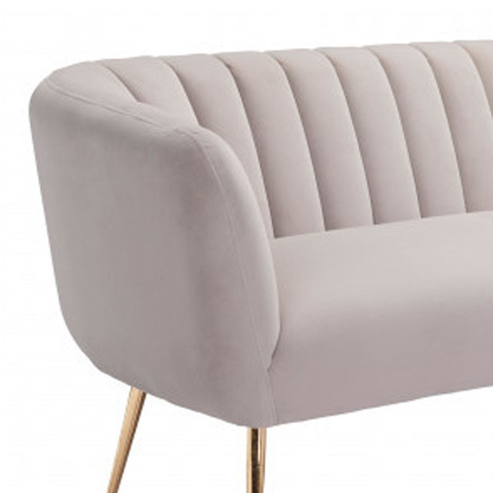 Polyester Sofa With Gold Legs - Beige