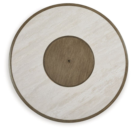 Rainier Ranch - Beige - Round Fire Pit Table by Signature Design by Ashley® | Bel Furniture