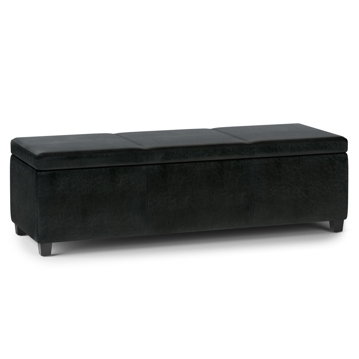 Avalon - Multifunctional Storage Ottoman Bench Black 53.9"W x 18.1"D x 16.5"H Faux Leather by Simpli-Home | Bel Furniture