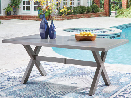 Half Moon Beach - Rectangular Dining Table With Umbrella Option - Gray - view 6