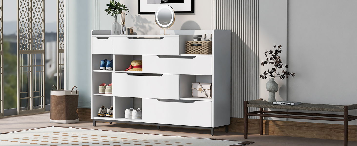 Shoe Storage Cabinet For Entryway With Drawers And Shelves, Modern Shoe Organizer Cabinet, Free Standing Shoe Rack For Hallway, Living Room