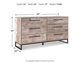 Neilsville - Six Drawer Dresser - Vinyl-Wrapped - Whitewash