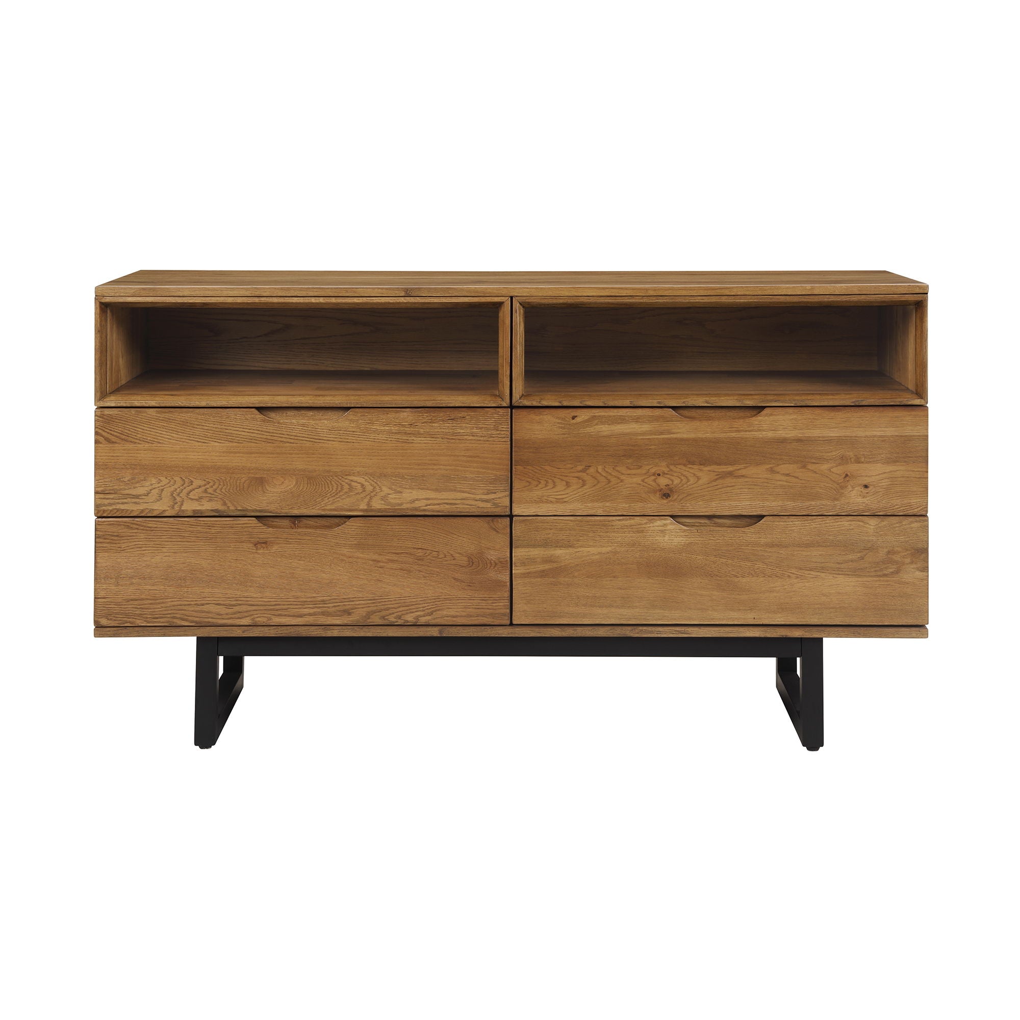 Solid Wood Four Drawer Double Dresser - Brown