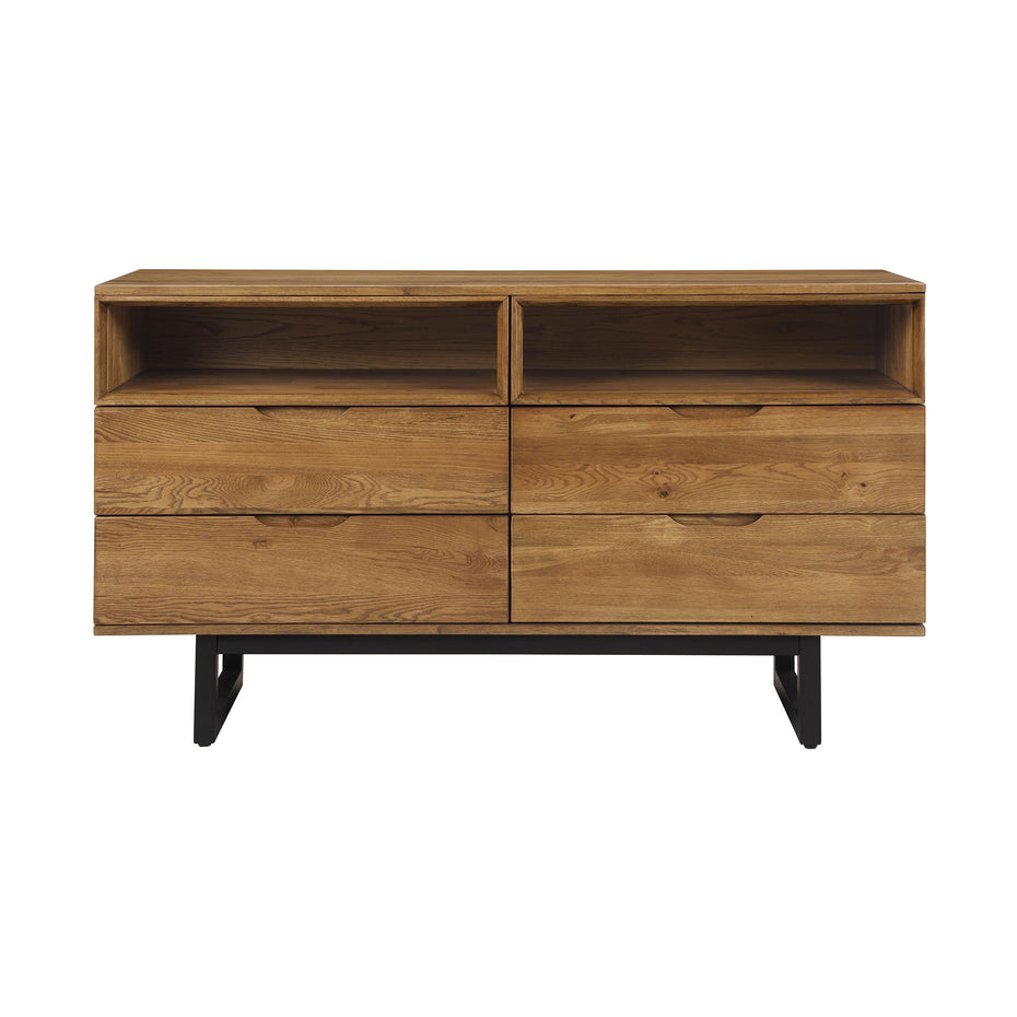 Solid Wood Four Drawer Double Dresser - Brown