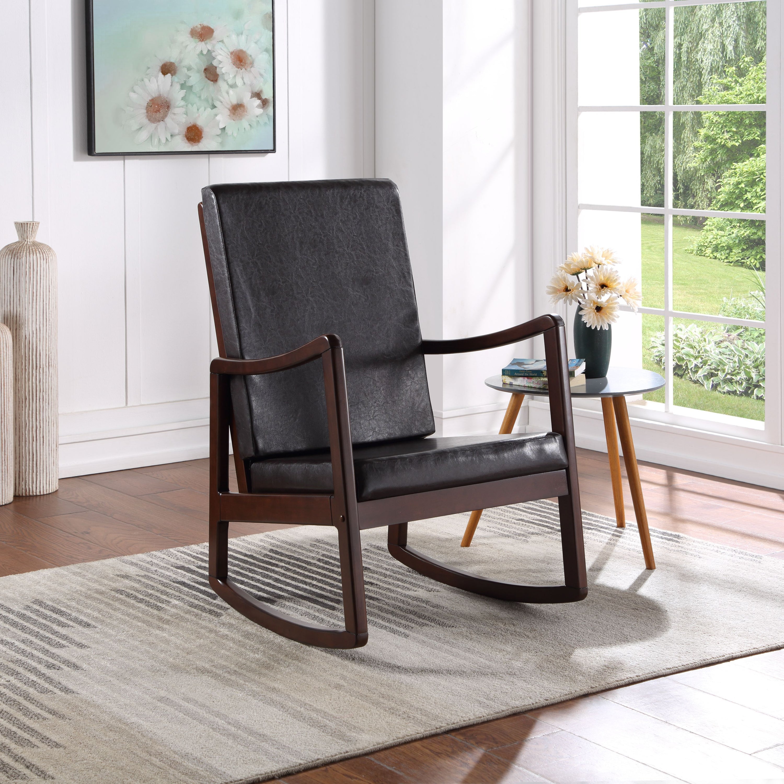 Raina - Synthenic Leather Rocking Chair - Espresso