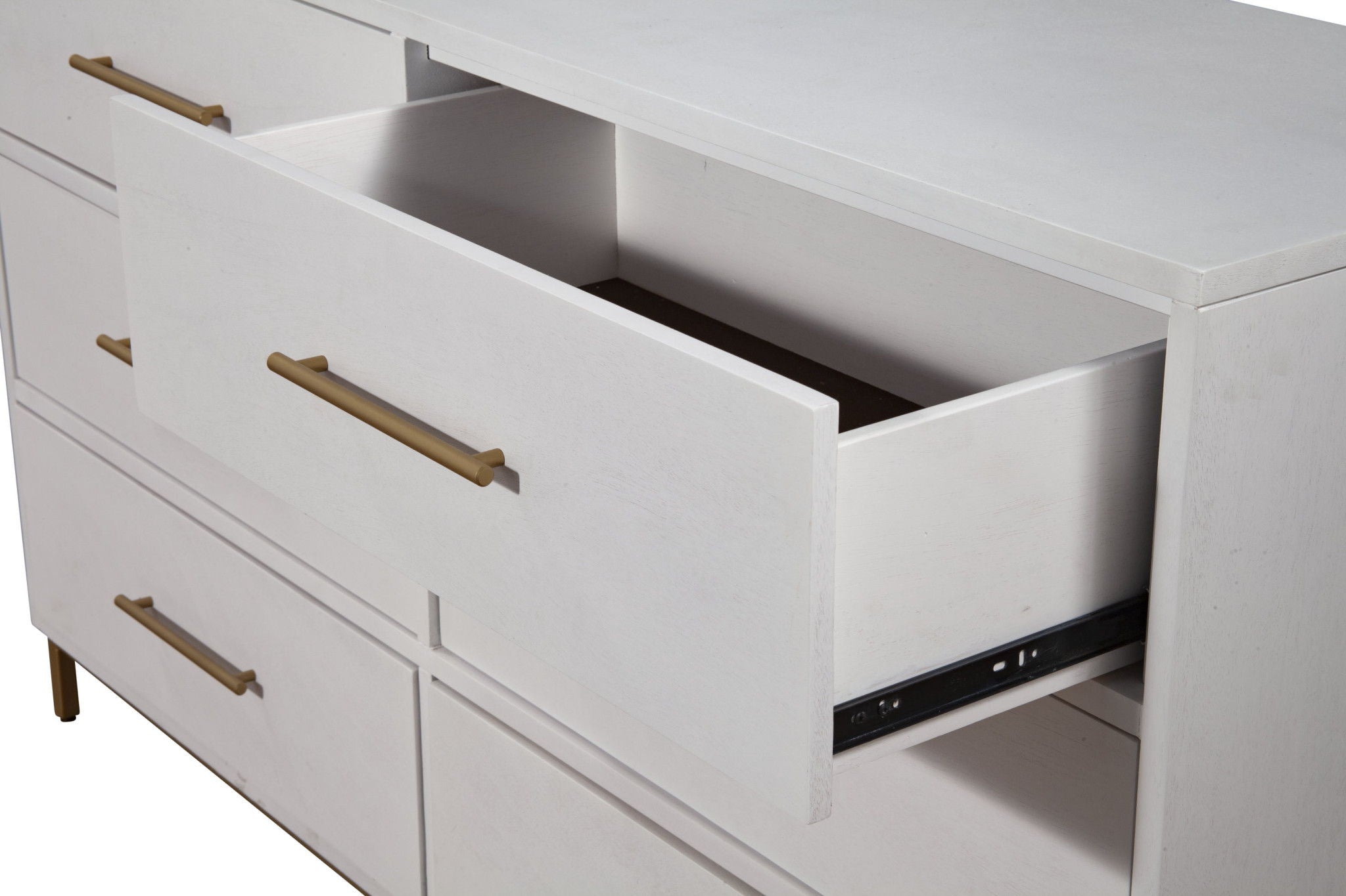 Wood 6 Drawer Double Dresser - White