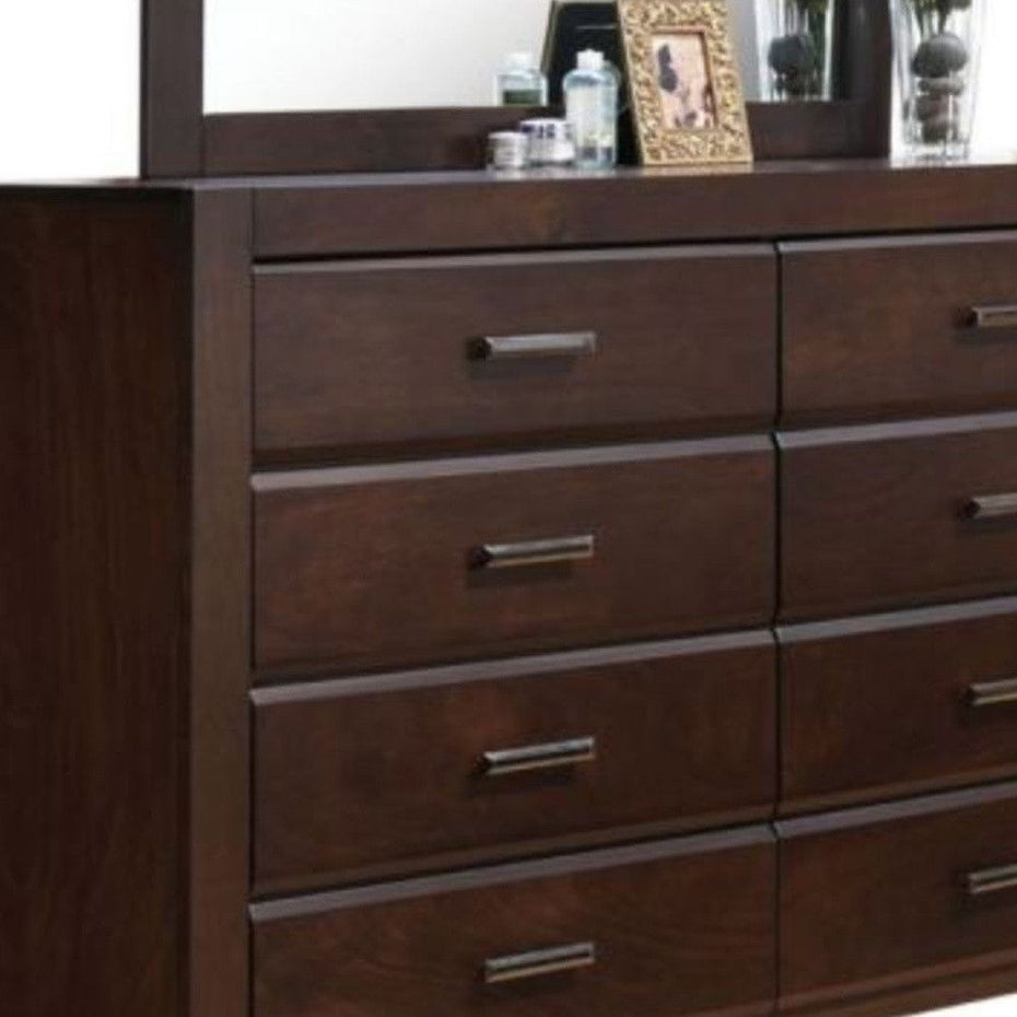 Solid And Manufactured Wood Eight Drawer Double Dresser - Brown