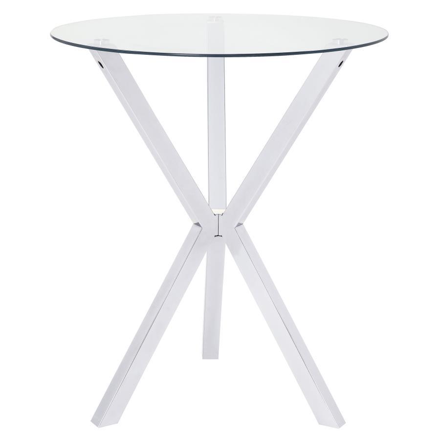 Denali - Round Glass Top Bistro Bar Table - Chrome by CoasterEssence | Bel Furniture