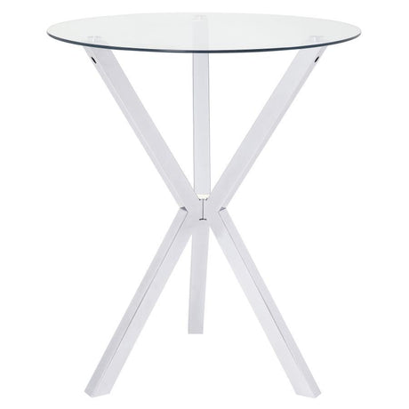 Denali - Round Glass Top Bistro Bar Table - Chrome by CoasterEssence | Bel Furniture