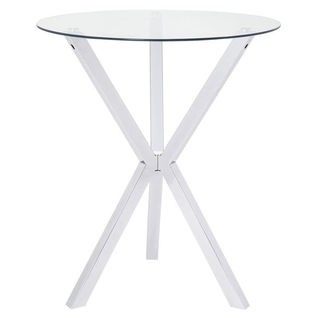 Denali - Round Glass Top Bistro Bar Table - Chrome by CoasterEssence | Bel Furniture