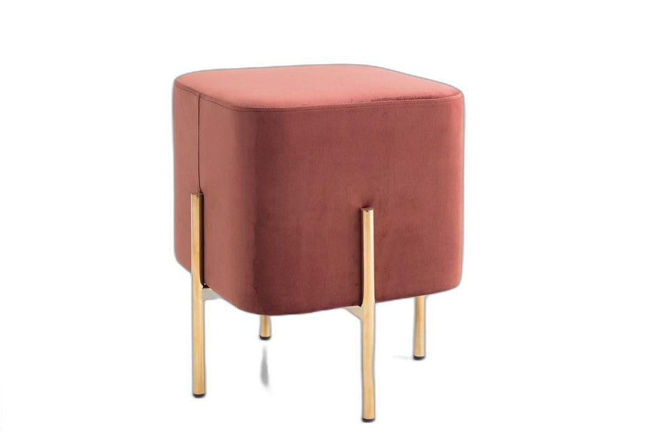 Velvet Cube Ottoman - Copper / Gold