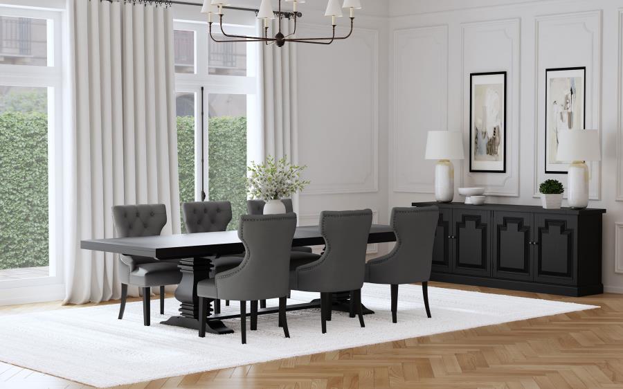 Florence - 126" Extension Dining Table Set Gray 7 Pc. Table, 6 Chairs by Coaster Fine Furniture | Bel Furniture
