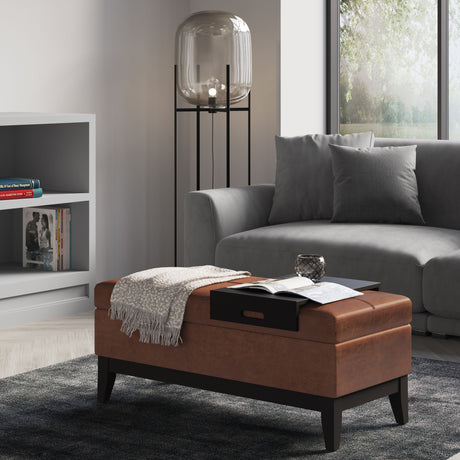 Oregon - Contemporary Storage Ottoman Bench With Tray - view 26