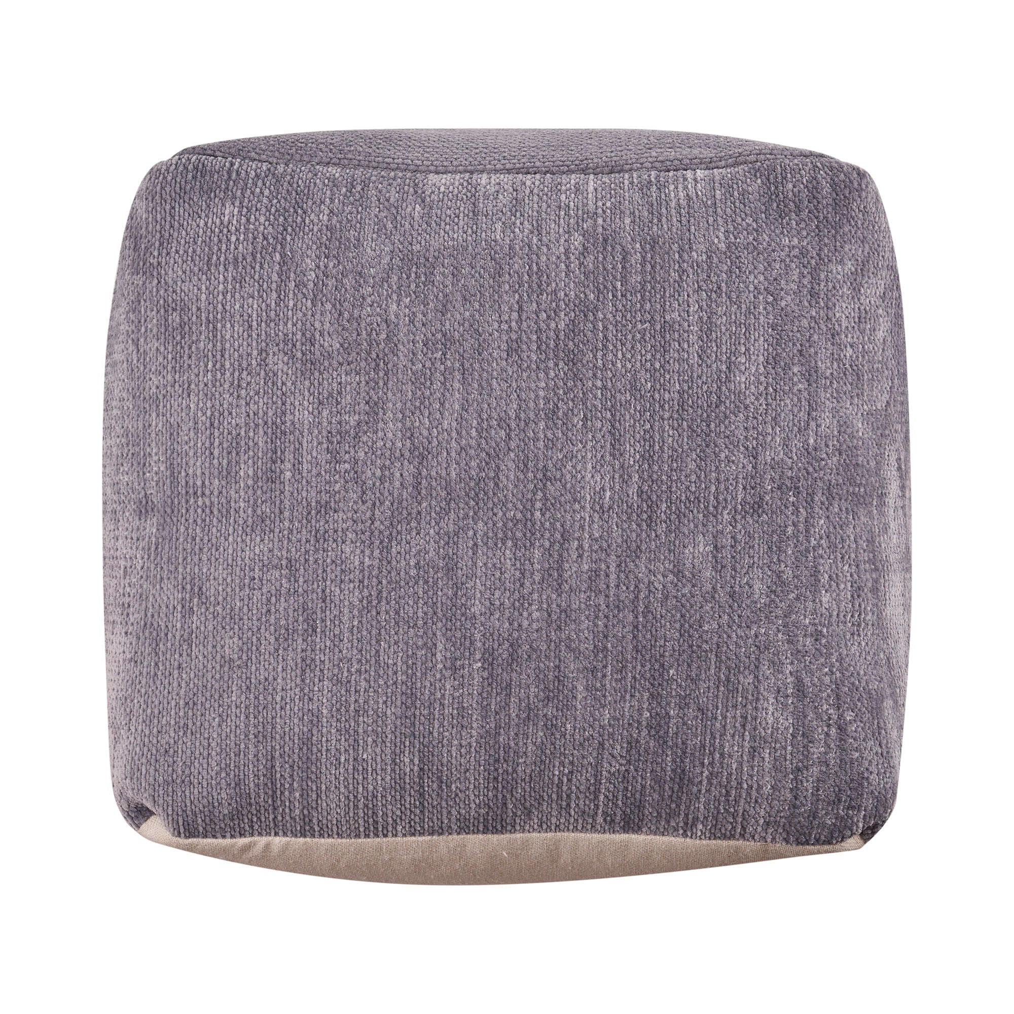 Chenille Cube Pouf Ottoman - Gray