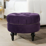 Dawn - Tufted Round Ottoman Nailhead Accents - Purple by Jennifer Taylor Home | Bel Furniture