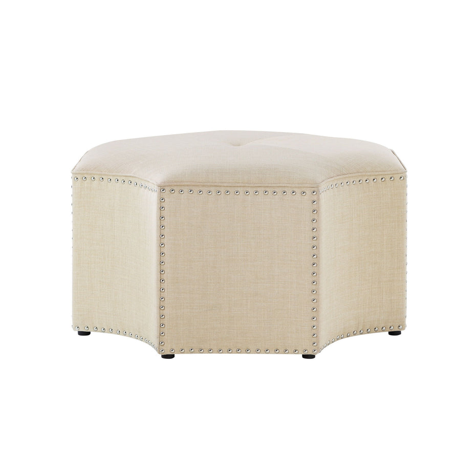 Linen Specialty Cocktail Ottoman - Beige