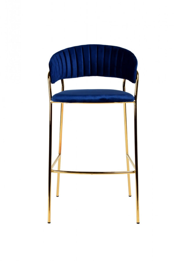 Steel Low Back Bar Height Bar Chairs (Set of 2) - Dark Blue / Gold