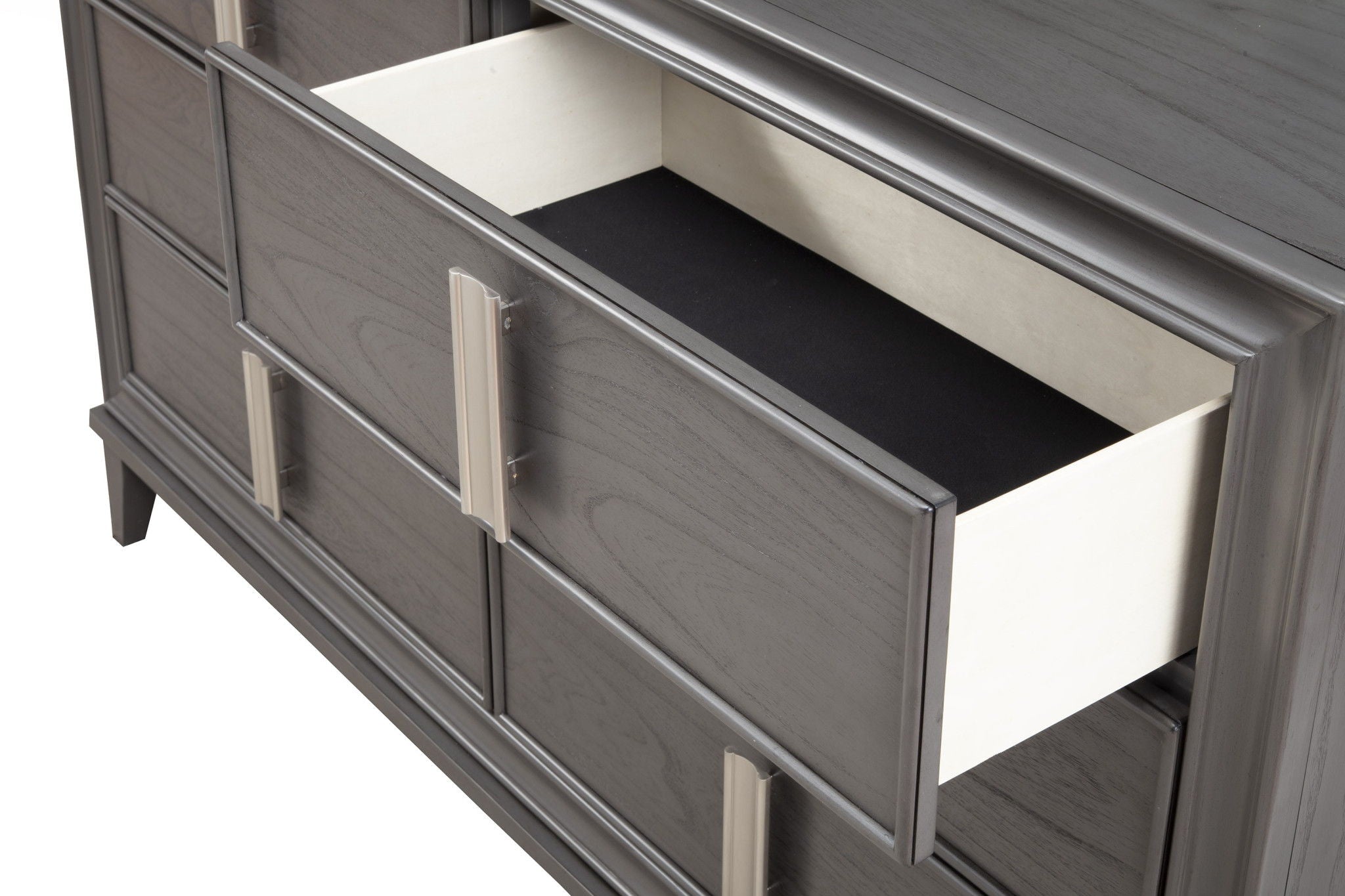 Solid Wood Six Drawer Double Dresser - Dark Gray