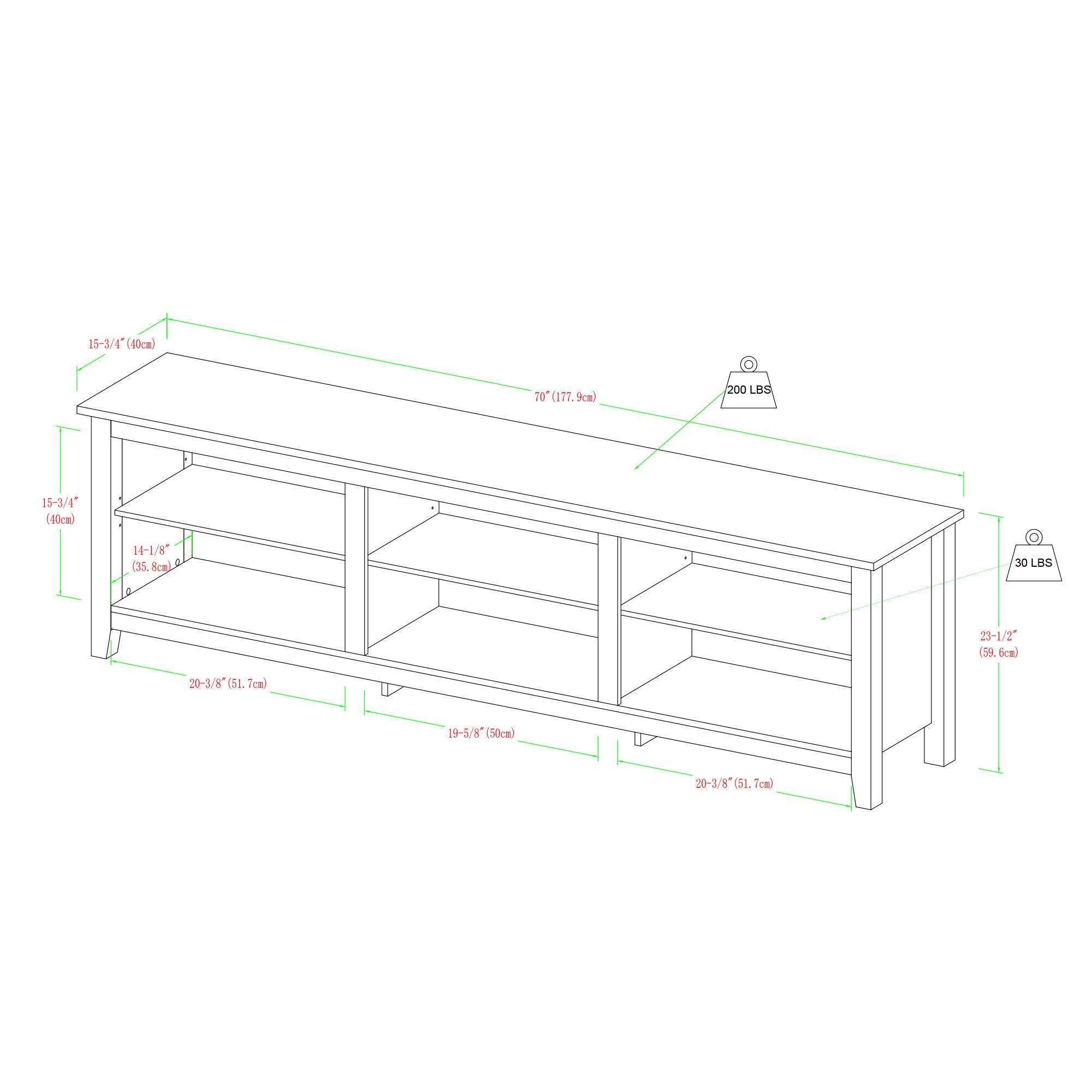 Modern Transitional 3 Shelf Open Storage 70" TV Stand For 80" TVs - Espresso