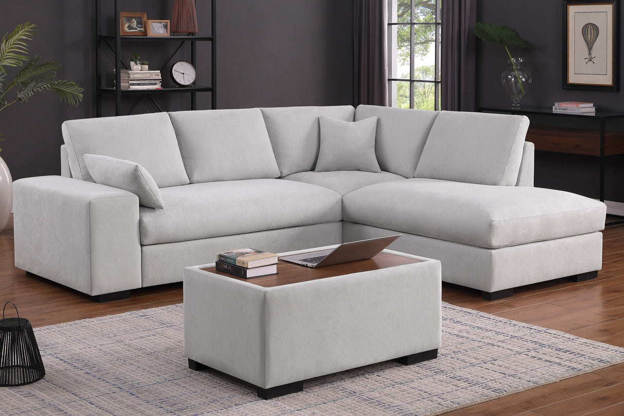 Joshua - 100" Sectional Sofa with Right Facing Chaise and Console Ottoman by Lilola Home | Bel Furniture