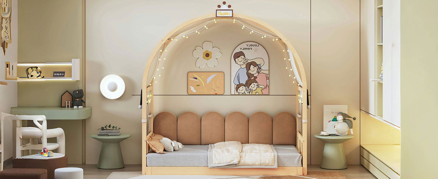 Extended Bed With Arched Roof And Trundle