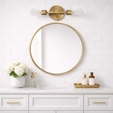 Reverie - Double Lights Bathroom Wall Sconce Over Mirror - Clear / Gold - view 8