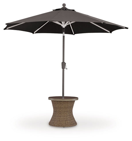 Laguna Heights - Round End Table With Umbrella Option - Beige - view 7