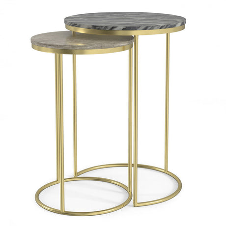 Ashley - 2 Piece Nesting Table - Gold by Simpli-Home | Bel Furniture