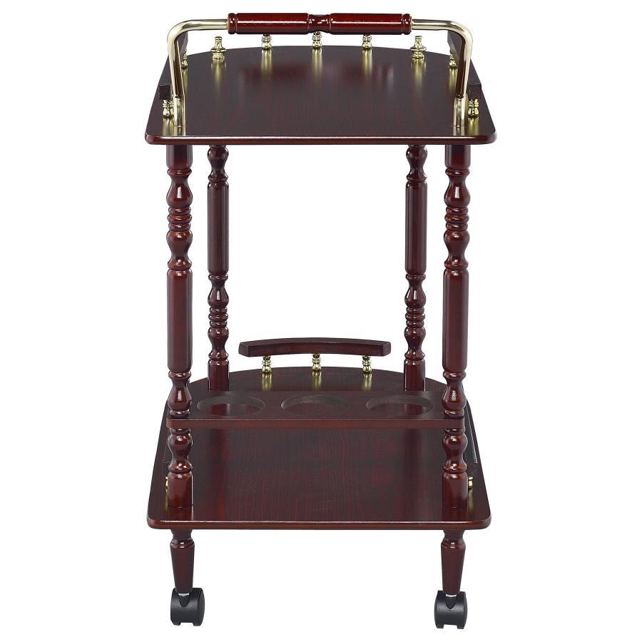 Palmer - 2-Tier Rectangular Wood Bar Cart - Merlot