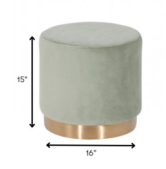 Velvet Footstool Ottoman - Gray / Gold