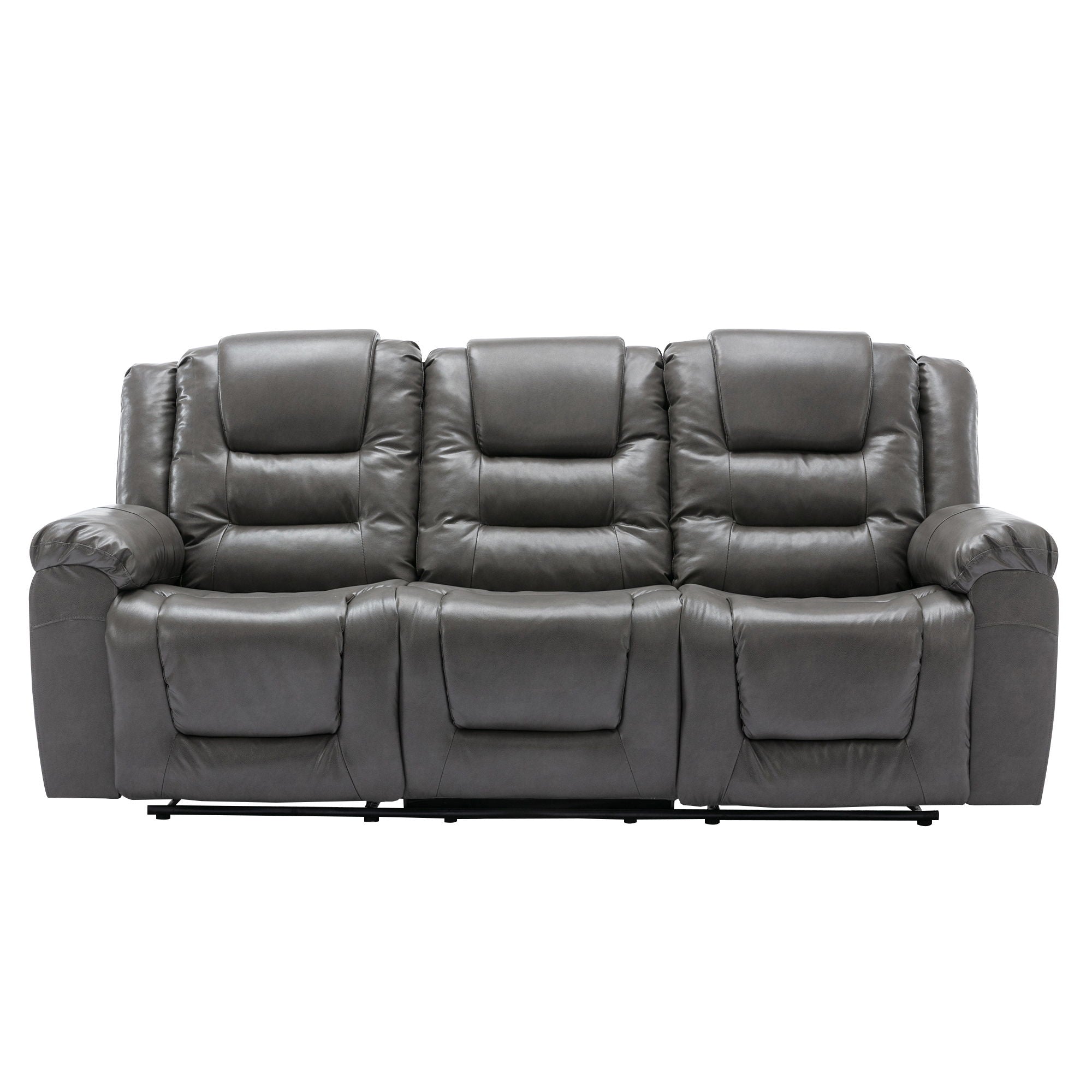 3 Seater Home Theater Recliner Manual Recliner Chair With Two Built-In Cup Holders For Living Room