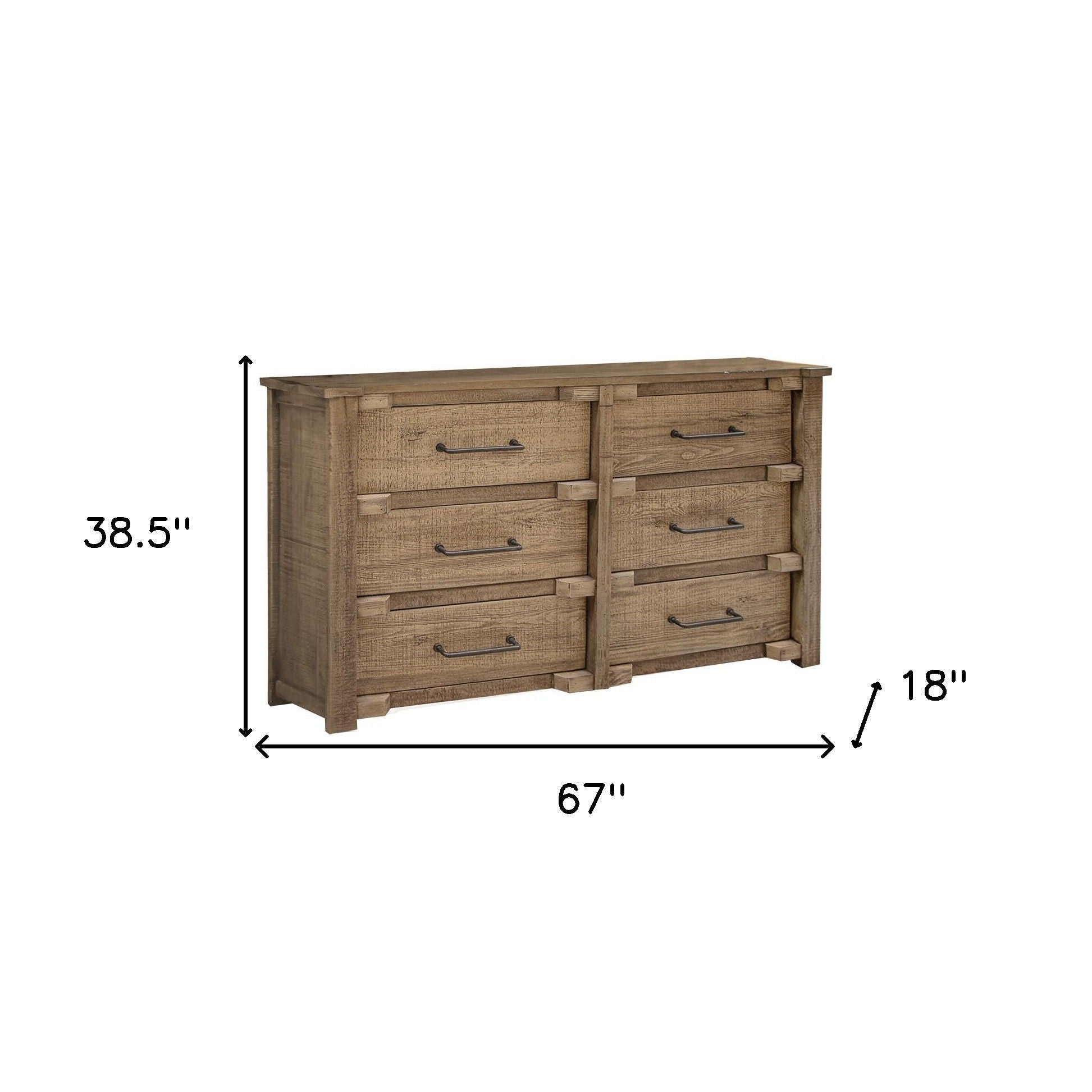 Wood 6 Drawer Double Dresser - Natural