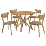 Elowen - 5 Piece Round Solid Wood Dining Set - Light Walnut by Coaster Fine Furniture | Bel Furniture
