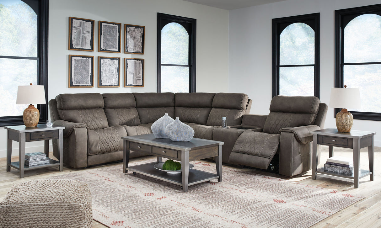 Hoopster - Gunmetal - Zero Wall Power Recliner with Console 6 Pc Sectional by Signature Design by Ashley® | Bel Furniture