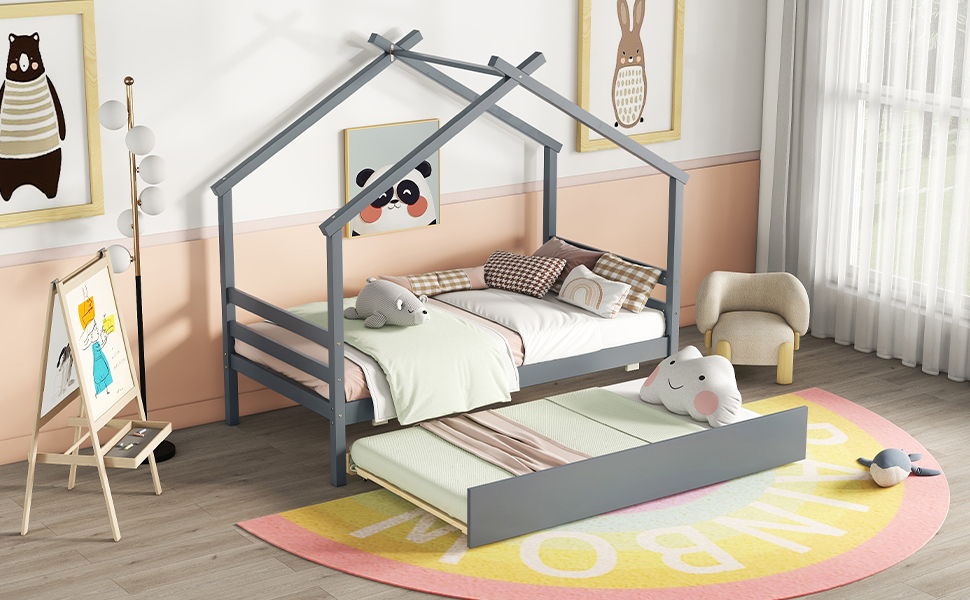 House-Shaped Bed With Trundle