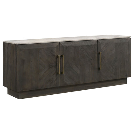 Dennis - 3 Door Marble Top Sideboard Buffet - Tobacco Gray by Coaster Fine Furniture | Bel Furniture