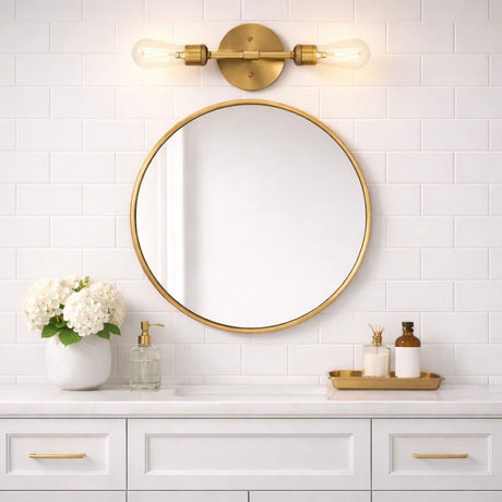 Reverie - Double Lights Bathroom Wall Sconce Over Mirror - Clear / Gold - view 9