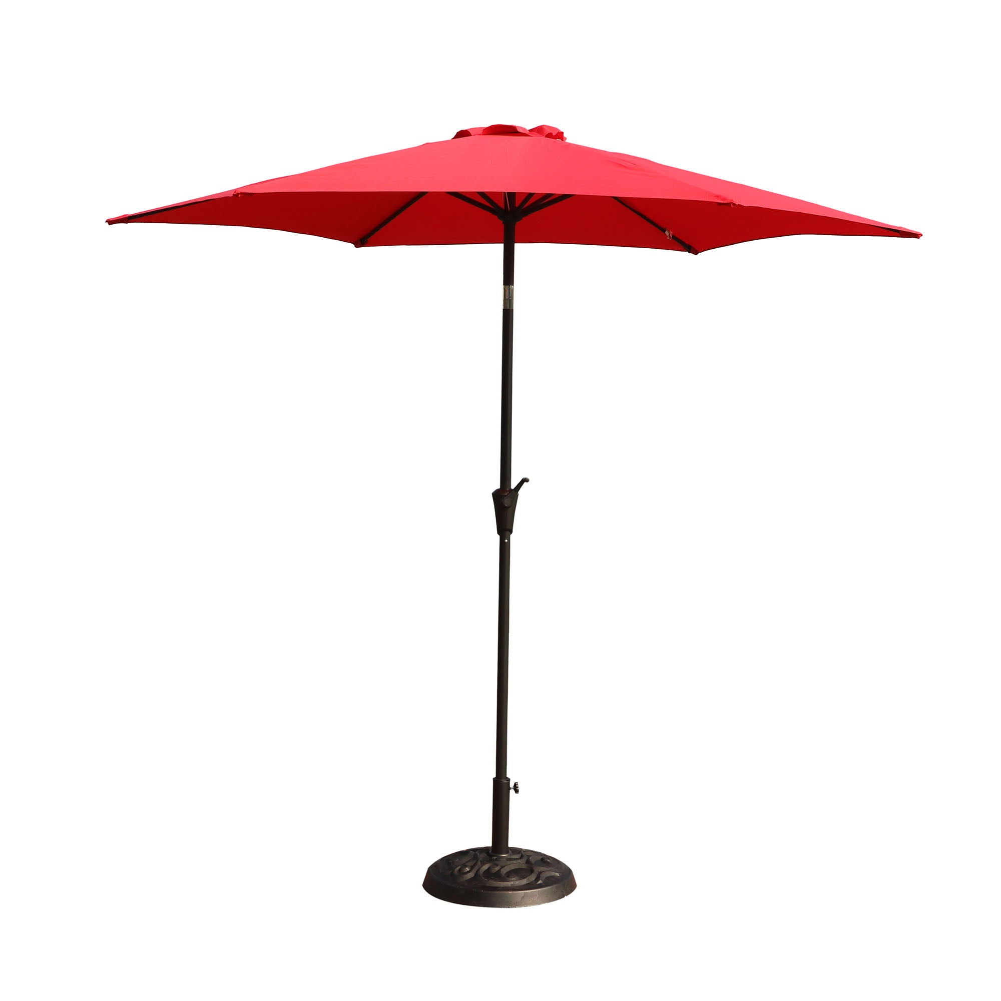 8.8' Outdoor Aluminum Patio Umbrella, Market Umbrella With 33 Pounds Round Resin Umbrella Base Lift