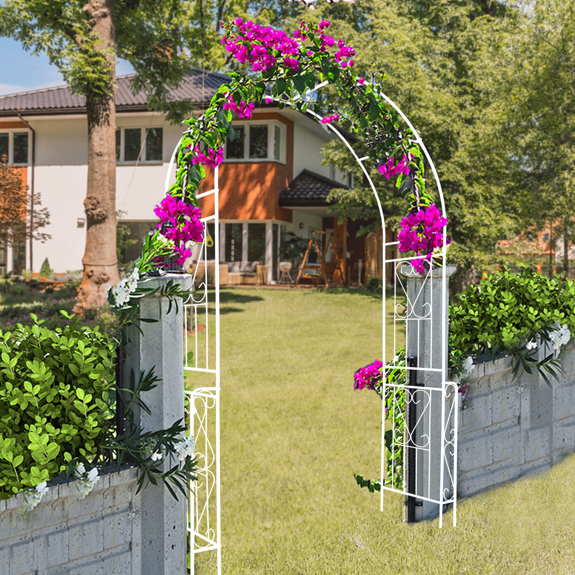 Metal Garden Arch Garden Arbor Trellis Climbing Plants Support Rose Arch Outdoor Arch