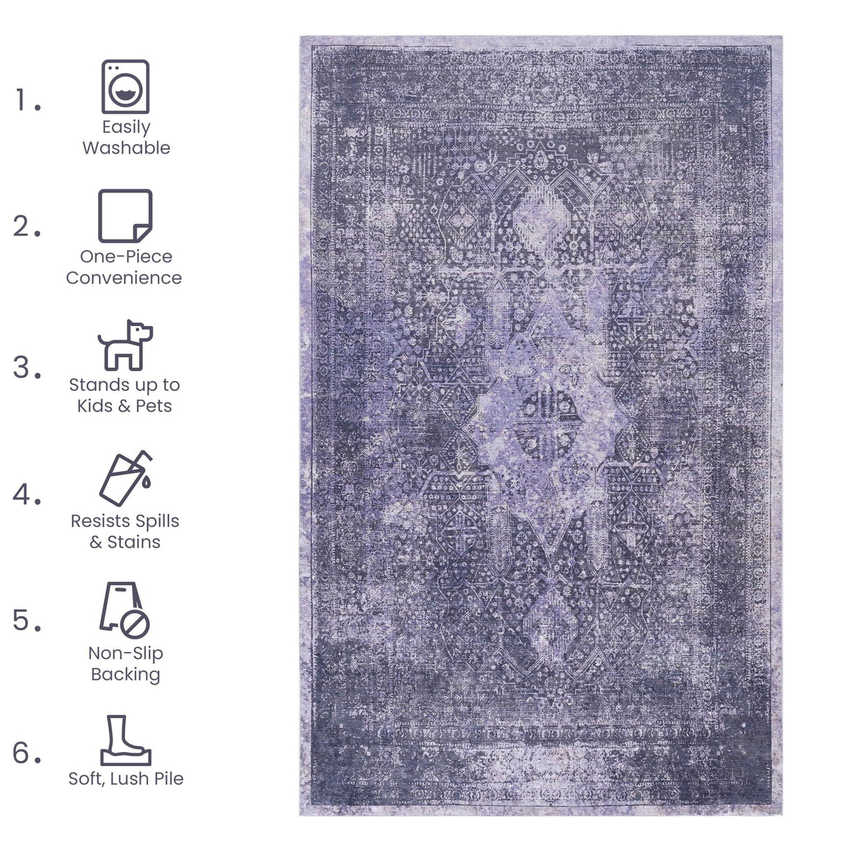 Maval - 2'6'' X 10' Washable Runner Rug - Anthracite by Naar Rug | Bel Furniture