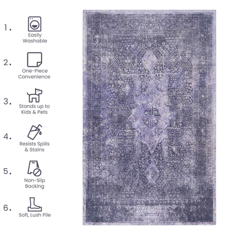 Maval - 3' X 5' Washable Area Rug - Anthracite by Naar Rug | Bel Furniture