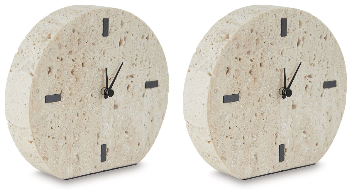 Donfordson - Table Clock Beige 2 Pieces by Signature Design by Ashley® | Bel Furniture